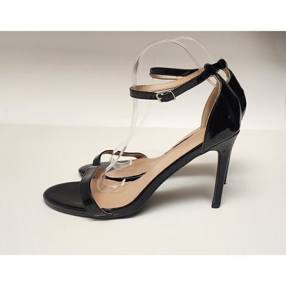 CHARLES ALBERT TESSA BLACK FAUX LEATHER ANKLE STRAP PUMP HEEL SHOES SIZE US 10 - Picture 5 of 9